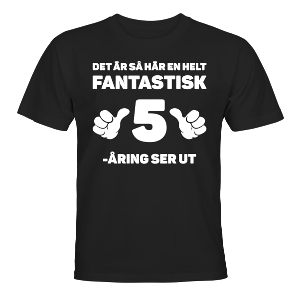 Fantastisk 5 års fødselsdag - T-SHIRT - BØRN sort Svart - 118 / 128