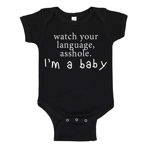 Watch Your Language - Baby Body svart Svart - 12 månader