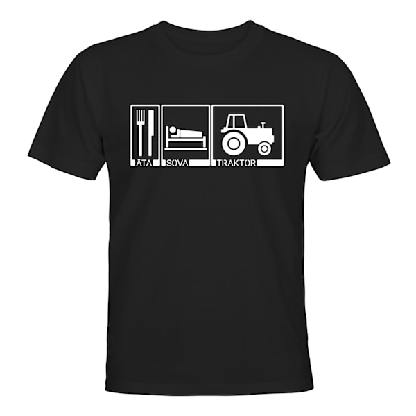 Äta Sova Traktor - T-SHIRT - HERR Svart - S