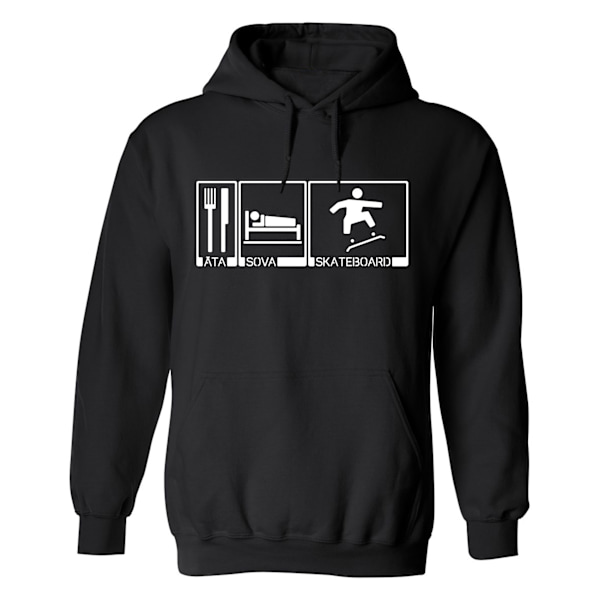 Äta Sova Skateboard - Hoodie / Tröja - HERR Svart - 5XL