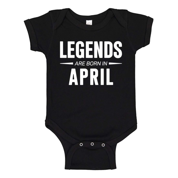 Legends Are Born In April - Baby Body svart Svart - 12 månader