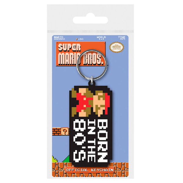 Nintendo Super Mario Bros Born In The 80s rubber keychain