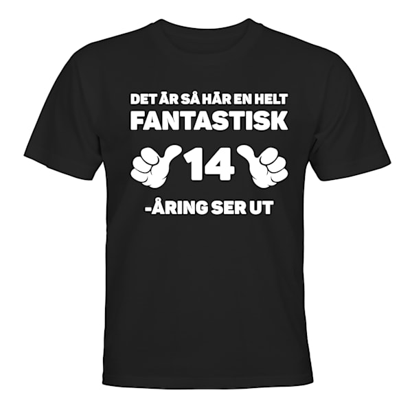 Fantastisk 14 års fødselsdag - T-SHIRT - BØRN sort Svart - 118 / 128