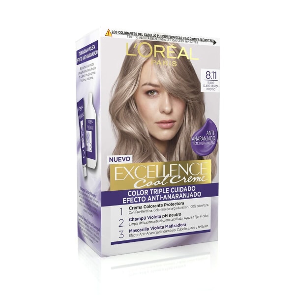Permanent hårfarge - creme L'Oreal Make Up Excellence 8.11 Lys askeblond 192 ml