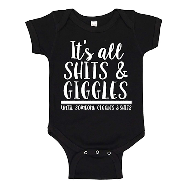 Its All Shits And Giggles - Baby Body sort Svart - 12 månader