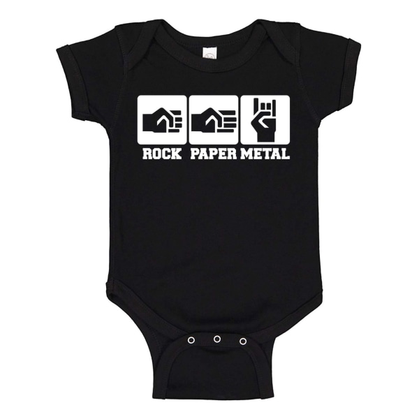 Rock Paper Metal - Baby Body musta Svart - Nyfödd