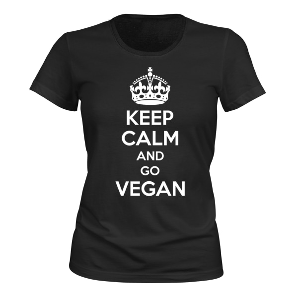 Keep Calm Go Vegan - T-SHIRT - DAM svart S