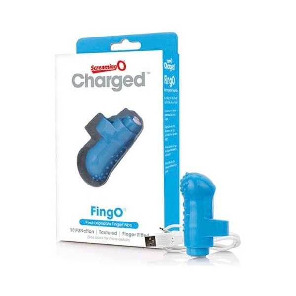 Charged FingO Finger Vibrator Blue The Screaming O Charged Blue