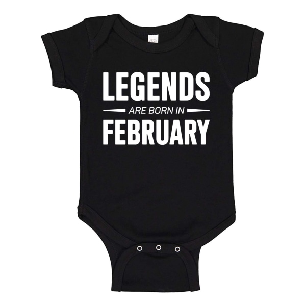 Legends Are Born In February - Baby Body svart Svart - 18 månader