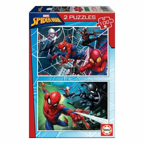 Sett med 2 puslespill Spider-Man Hero 100 deler 40 x 28 cm