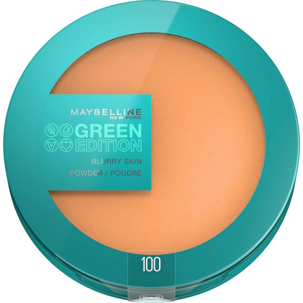 Kompaktpulver Maybelline Green Edition Nº 100 Utjämnande