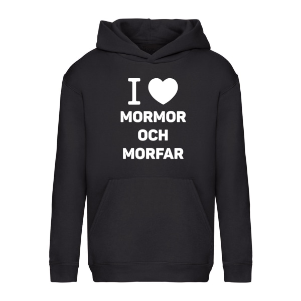 Jag Älskar Mormor och Morfar - Hoodie / Tröja - BARN svart Svart - 128