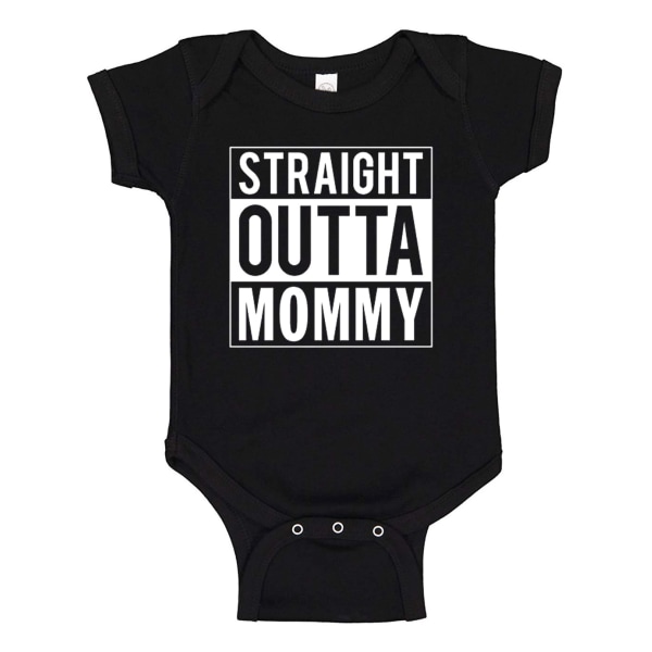 Straight Outta Mommy - Baby Body svart Svart - 12 månader