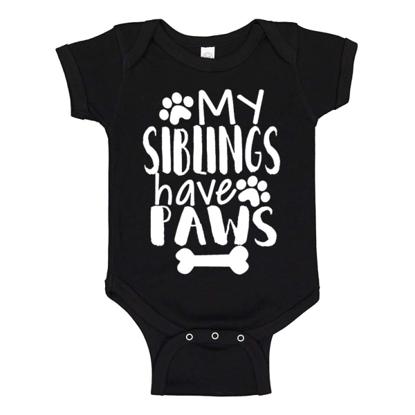 My Siblings Have Paws - Baby Body svart Svart - Nyfödd