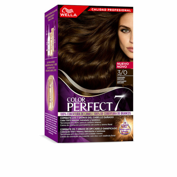 Permanent farve Wella Color Perfect 7 Nº 3/0 Grå hår Mørkebrunt 60 ml