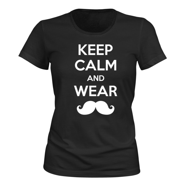 Keep Calm Wear Mustache - T-SHIRT - DAM svart XXL