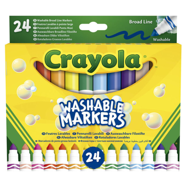 Crayola sett med 24 vaskbare bredlinjemarkører