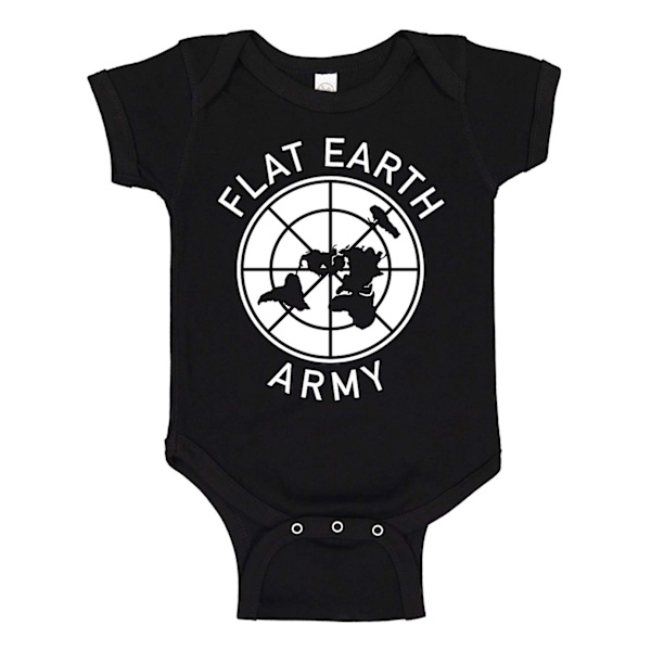 Flat Earth Army - Baby Body sort Svart - 12 månader