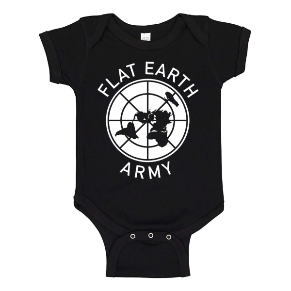 Flat Earth Army - Baby Body sort Svart - 6 månader