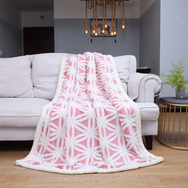 Filt Soffa Gosig Filt - Varm Sherpa Flanell Soffa Överkast Filt, Tjock Soffa Filt Soffa Filt, Fluffig Filt för Soffa pink 130*160cm