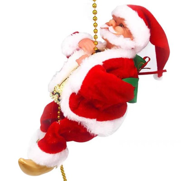 2023 Christmas Climbing Santa Claus Musical Toys, Electric Climbing Santa on Rope Xmax Ornament, Creative Decoration