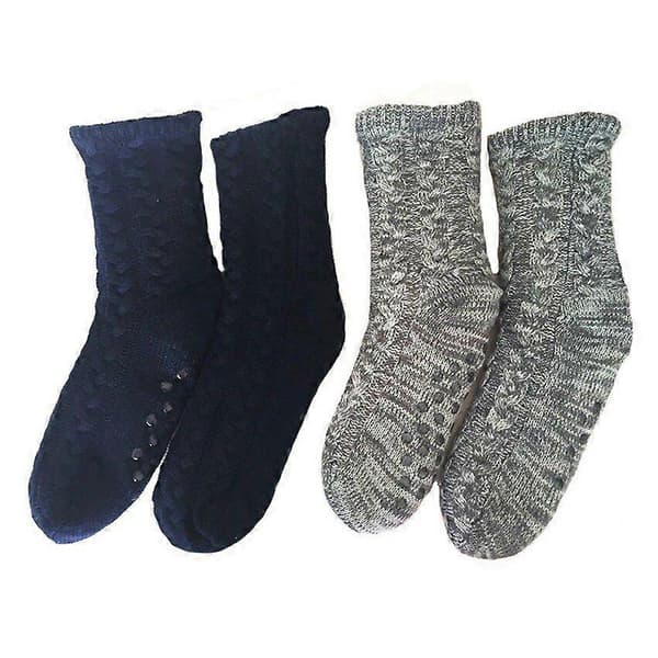 Termiska strumpor herr vinter varma hem mjuka bomull förtjockade plus sammet sovande halkskydd Hemp Black