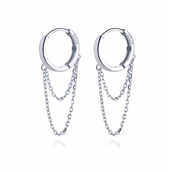 925 Sterling Sølv Øreringe Kvast Dangle til Kvinder Teenager Piger Minimalistisk Hoop Øreringe Kæde Silver