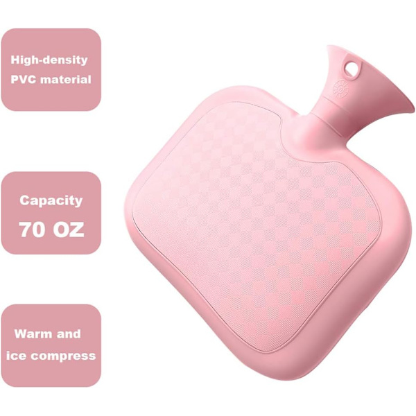 1,5L PVC Varmvattenflaskor, Kvadratisk, Rosa