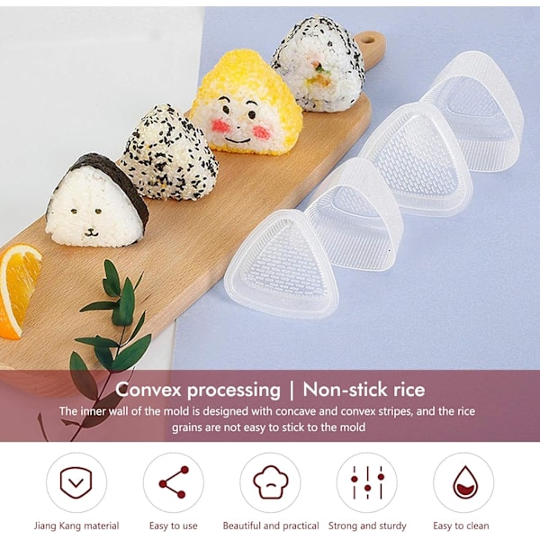6 kpl kolmion muotoinen sushi-muotti 2 kokoa Onigiri riisipallovalmistin muotti, tarttumaton riisipallo Bento-puristimet muotti Nigiri-muotti keittiön DIY-ruoanlaittoon