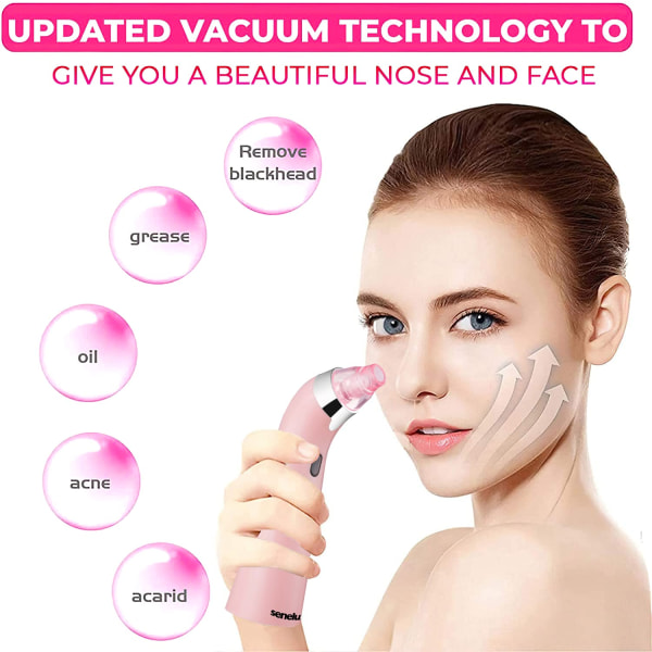Mustapäidenpoistoaine Vacuum Pore Cleaner Akne Comedone Extractor Face Pore Vacuum Mustapäiden poistotyökalu Kasvojen huokosten puhdistusaine - vaaleanpunainen