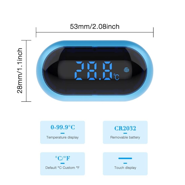 Akvarie Termometer, Digital Vandtermometer til Akvarium, LED Display Termometer til Akvarium, Terrarium og Vivarium