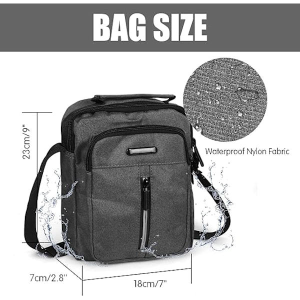 Olkalaukut miehille, crossbody-laukut pienet laukut miehille, miesten työlaukut rento laukku matkapuhelinlaukut työskentelyyn ja patikointiin（Harmaa） Gray