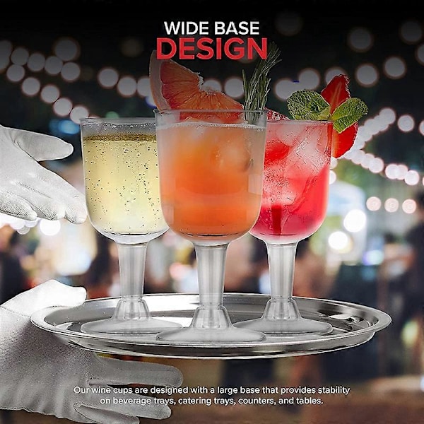 Klare Plast Vinglass Resirkulerbare - Knusesikre Vinglass - Engangs- og Gjenbrukbare Kopper For Champagne Dessert