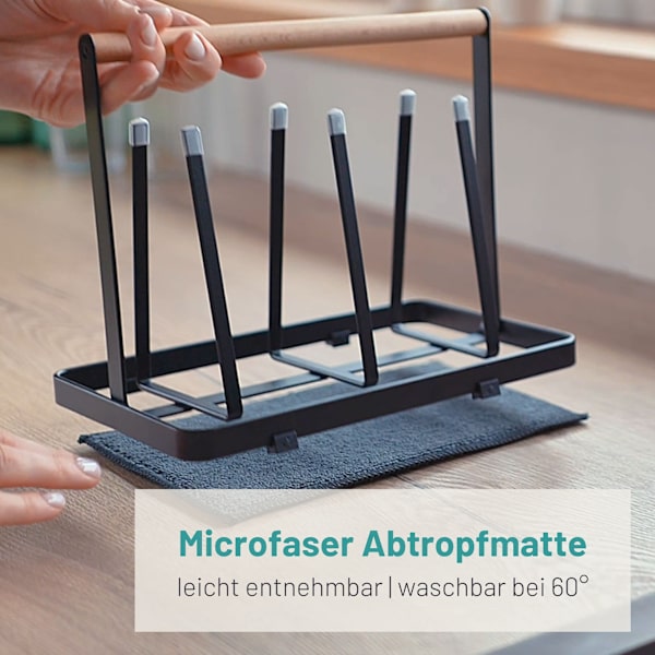 All-in-one-pulloteline SodaStreamille - Valutusteline kaikentyyppisille pulloille juoma- ja vauvapulloille - Universaali kuivausteline (metalli, musta) black