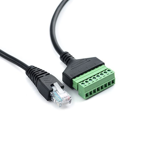 RJ45 Hann til 8-pins Skrueklemmekontakt, Terminal Breakout Board Kabel for Cat5 /6/7 AV CCTV, 12 tommer