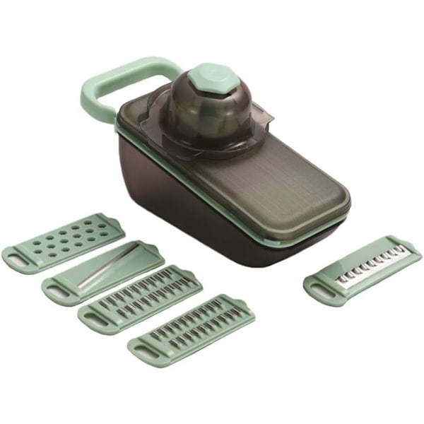 Rivjärn Slicer Grönsak/ost Slicer Mat Slicer Cutter 5-i-1 för Prep Multi-Funktion Kökshjälp Hackare Skalare med Handskydd-grön