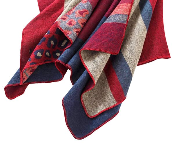 Dame Poncho Strikket Oversized Teppe Cape Skjerf red