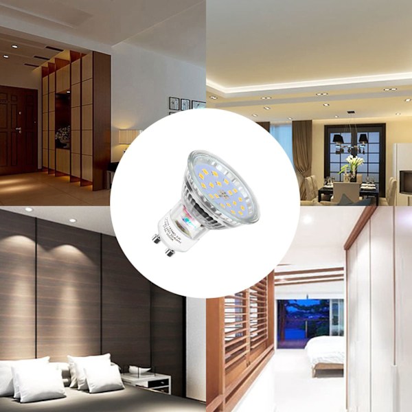 Set med 10 LED-lampor, GU10-5W motsvarande 60W, kallvitt 6000K 120° breda strålar, Spot LED-lampor