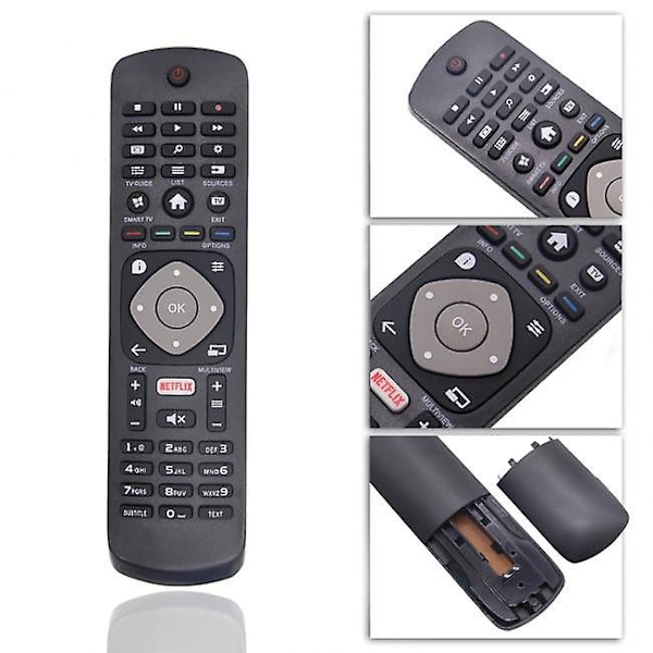 Universal Philips smart TV fjernbetjening med Netflix udskiftning Sort