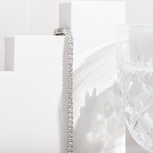 Forgyldt 3mm kubisk zirkonia klassisk tennisarmbånd | Guld armbånd til kvinder | Hvidguld størrelse 17cm