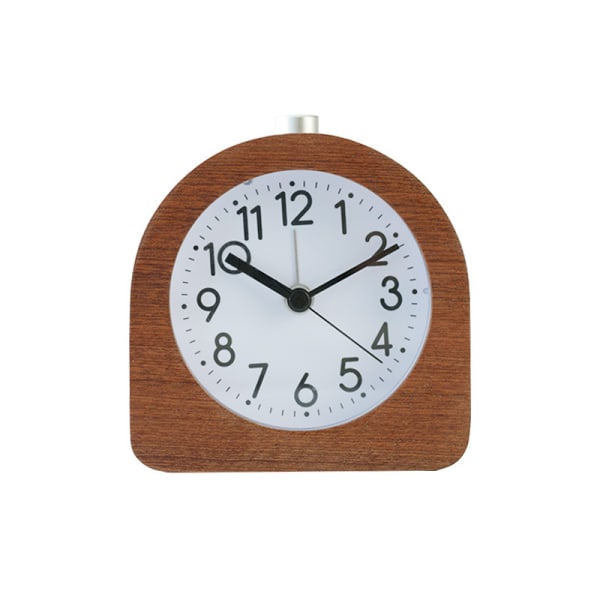 Træ Analog Alarmur - Klassisk Nåleur med Funktioner Tid Alarm Snooze Lys - Mørkt Træ