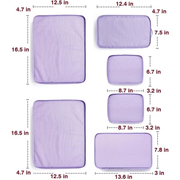 6 sæt - Pakkerejsearrangør (lavendel) Purple