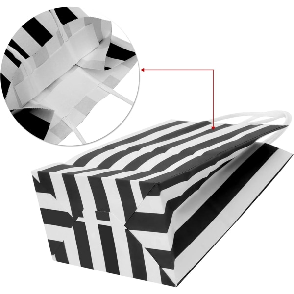 Festsække 25 stk. Små gaveposer 16x8x22cm Sort og hvidt papirposer til Halloween, jul, Valentinsdag, mors dag, bryllup-(sort) Black
