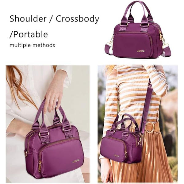 Axelväskor för kvinnor, vattentäta multificka plånböcker och crossbody-väskor, högdensitet nylon Oxford multifunktionell lätt tote väska（ Svart） Black