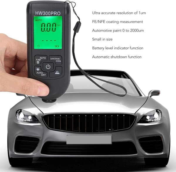 Digital Coating Thickness Gauge, Portable Paint Thickness Meter, 0-2000UM Range, Coating Measuring Tool(Black) Black