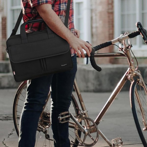 Laptop taske, Business Laptop tasker Aktentaske Kontor taske Laptop bæretaske Computer dokument taske til arbejde, skole, uni, sort-15,7 x 3,1 x 11,8 tommer Black