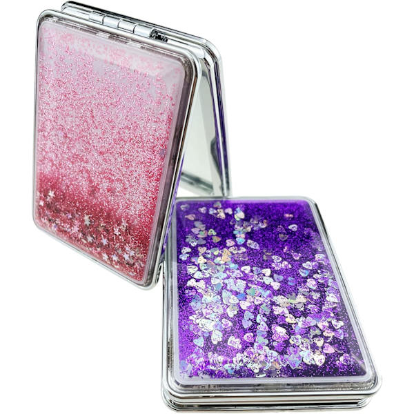 2 kpl kompakti peili Mini taittuva meikkipeili Pinkki & Violetti Matkustajapeili Kaksinkertainen puoli Kannettava peili Miehille Naisille Tytöille Neliö（Pinkki，Violetti） Pink,Purple