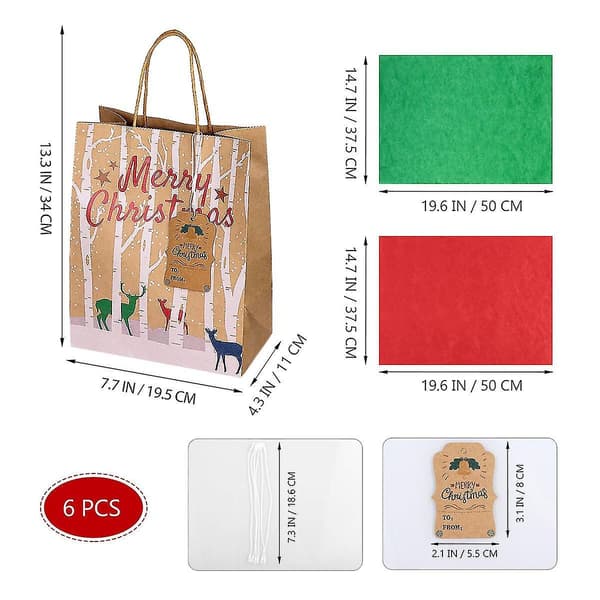 Mellanstora presentpåsar Julklappspåse Julklappsförpackning Presentpåse Silkespapper Julgodis