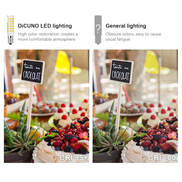 E14 LED Lampa Köksfläkt 7W, Kallvitt(6000K), Ej Dimbar, Liten Edisonsockel för Kylskåp/Köksfläkt/Hembelysning, 2-pack