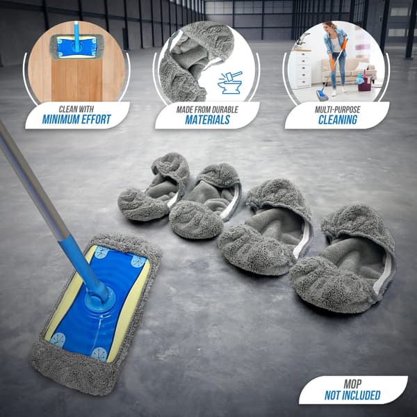 4-pakning mikrofibermoppputerstatninger for laminatgulvmopp - Gjenbrukbar moppehode, Flash mopprefillputer - Maskinvaskbar